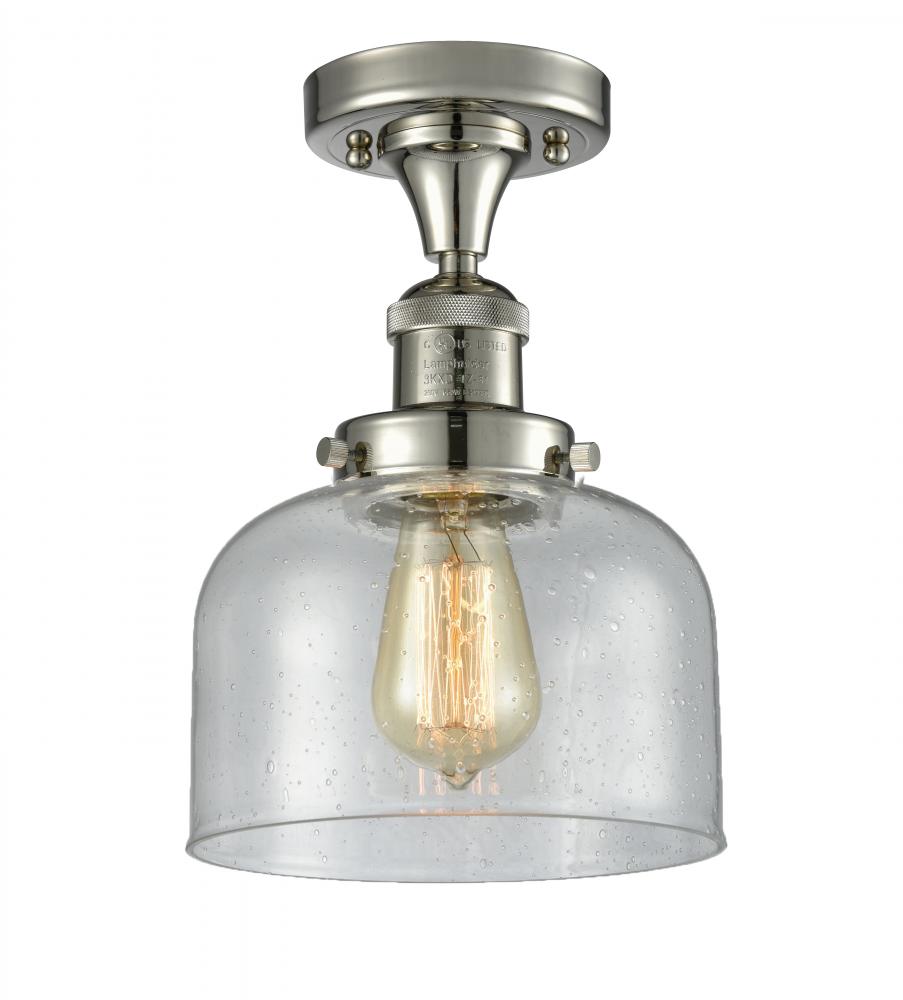 Bell - 1 Light - 8 inch - Polished Nickel - Semi-Flush Mount