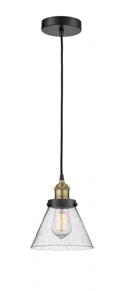 Cone - 1 Light - 8 inch - Black Antique Brass - Cord hung - Mini Pendant