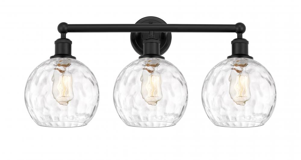 Athens Water Glass - 3 Light - 26 inch - Matte Black - Bath Vanity Light