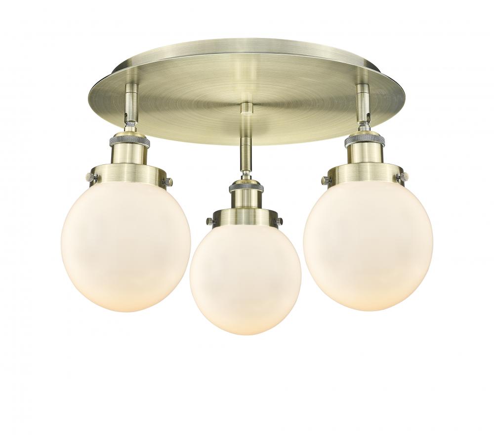 Beacon - 3 Light - 18 inch - Antique Brass - Flush Mount