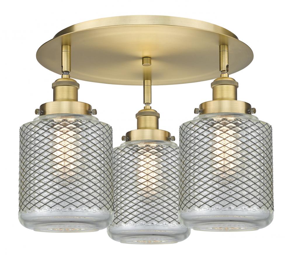 Edison - 3 Light - 18 inch - Brushed Brass - Flush Mount