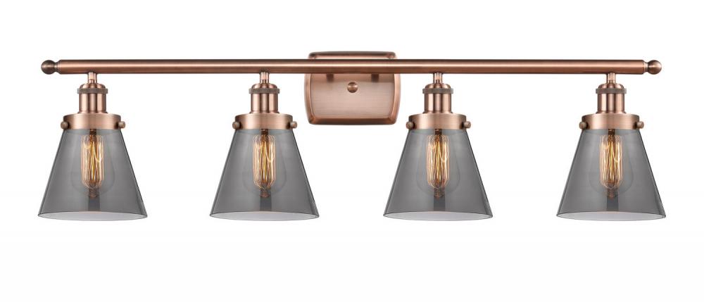 Cone - 4 Light - 36 inch - Antique Copper - Bath Vanity Light