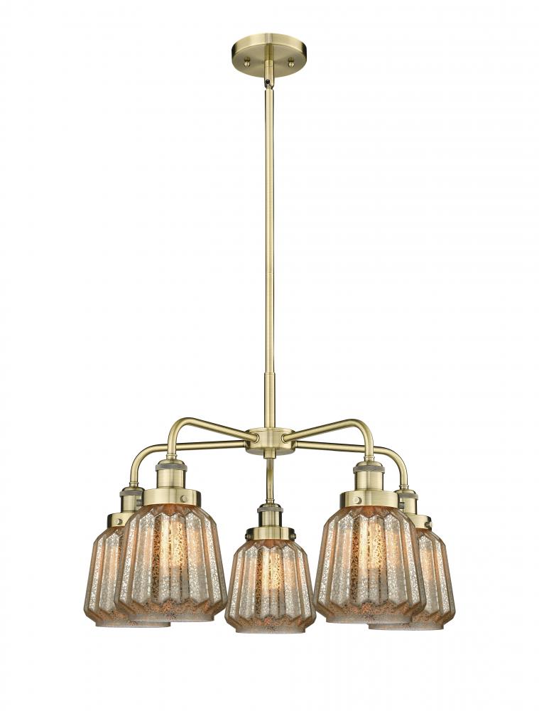 Chatham - 5 Light - 26 inch - Antique Brass - Chandelier