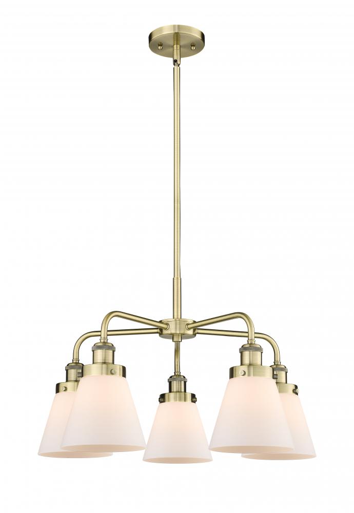 Cone - 5 Light - 25 inch - Antique Brass - Chandelier