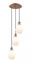  113B-3P-AC-G651-6 - Cindyrella - 3 Light - 13 inch - Antique Copper - Cord Hung - Multi Pendant