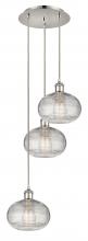 Innovations Lighting 113B-3P-PN-G555-8CL - Ithaca - 3 Light - 15 inch - Polished Nickel - Cord hung - Multi Pendant