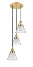 Innovations Lighting 113F-3P-SG-G42 - Cone - 3 Light - 14 inch - Satin Gold - Cord hung - Multi Pendant