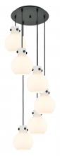  116-410-1PS-BK-G410-8WH - Newton Sphere - 6 Light - 19 inch - Matte Black - Cord hung - Multi Pendant