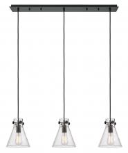 Innovations Lighting 123-410-1PS-BK-G411-8SDY - Newton Cone - 3 Light - 40 inch - Matte Black - Linear Pendant