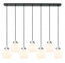  127-410-1PS-BK-G410-8WH - Newton Sphere - 7 Light - 52 inch - Matte Black - Cord hung - Linear Pendant