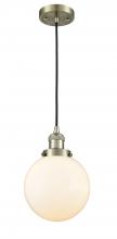 Innovations Lighting 201C-AB-G201-8-LED - Beacon - 1 Light - 8 inch - Antique Brass - Cord hung - Mini Pendant
