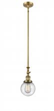 Innovations Lighting 206-BB-G204-6 - Beacon - 1 Light - 6 inch - Brushed Brass - Stem Hung - Mini Pendant