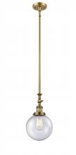 Innovations Lighting 206-BB-G204-8 - Beacon - 1 Light - 8 inch - Brushed Brass - Stem Hung - Mini Pendant