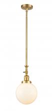 Innovations Lighting 206-SG-G201-8-LED - Beacon - 1 Light - 8 inch - Satin Gold - Stem Hung - Mini Pendant