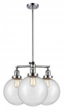 Innovations Lighting 207-PC-G204-10-LED - Beacon - 3 Light - 24 inch - Polished Chrome - Stem Hung - Chandelier