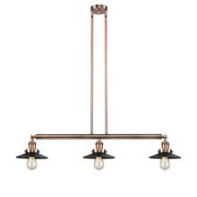 Innovations Lighting 213-AC-M6BK-LED - Railroad - 3 Light - 41 inch - Antique Copper - Stem Hung - Island Light