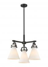 Innovations Lighting 410-3CR-BK-G411-7WH - Newton Cone - 3 Light - 21 inch - Matte Black - Pendant