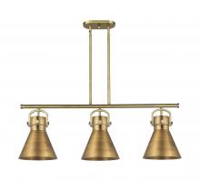 Innovations Lighting 410-3I-BB-M411-10BB - Newton Cone - 3 Light - 42 inch - Brushed Brass - Island Light