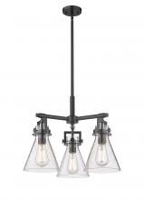 Innovations Lighting 411-3CR-BK-G411-7SDY - Newton Cone - 3 Light - 21 inch - Matte Black - Pendant