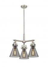 Innovations Lighting 411-3CR-SN-G411-7SM - Newton Cone - 3 Light - 21 inch - Satin Nickel - Pendant