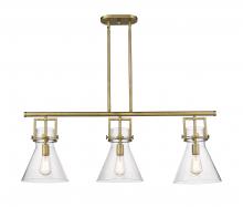 Innovations Lighting 411-3I-BB-G411-10SDY - Newton Cone - 3 Light - 42 inch - Brushed Brass - Island Light