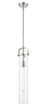 Innovations Lighting 413-1S-SN-4CL - Pilaster - 1 Light - 4 inch Glass - Brushed Satin Nickel - Cord hung - Mini Pendant