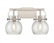 Innovations Lighting 423-2W-SN-G410-6SDY - Pilaster II Sphere - 2 Light - 17 inch - Satin Nickel - Bath Vanity Light