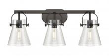 Innovations Lighting 423-3W-BK-G411-6SDY - Pilaster II Cone - 3 Light - 27 inch - Matte Black - Bath Vanity Light