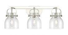 Innovations Lighting 423-3W-PN-G412-6CL - Pilaster II Bell - 3 Light - 27 inch - Polished Nickel - Bath Vanity Light