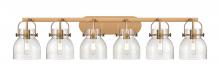 Innovations Lighting 423-6W-BB-G412-6SDY - Pilaster II Bell - 6 Light - 46 inch - Brushed Brass - Bath Vanity Light