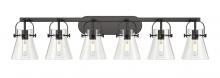 Innovations Lighting 423-6W-BK-G411-6CL - Pilaster II Cone - 6 Light - 46 inch - Matte Black - Bath Vanity Light