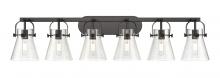 Innovations Lighting 423-6W-BK-G411-6SDY - Pilaster II Cone - 6 Light - 46 inch - Matte Black - Bath Vanity Light