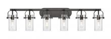 Innovations Lighting 423-6W-BK-G423-7CL - Pilaster II Cylinder - 6 Light - 44 inch - Matte Black - Bath Vanity Light