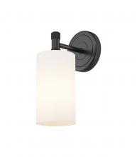 Innovations Lighting 434-1W-BK-G434-7WH - Crown Point - 1 Light - 5 inch - Matte Black - Sconce