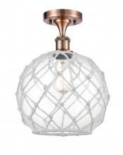 Innovations Lighting 516-1C-AC-G122-10RW - Farmhouse Rope - 1 Light - 10 inch - Antique Copper - Semi-Flush Mount