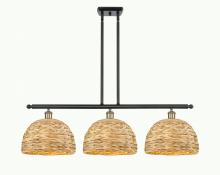 Innovations Lighting 516-3I-BAB-RBD-12-NAT - Woven Rattan - 3 Light - 39 inch - Black Antique Brass - Multi Pendant