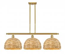 Innovations Lighting 516-3I-SG-RBD-12-NAT - Woven Rattan - 3 Light - 39 inch - Satin Gold - Multi Pendant