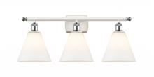 Innovations Lighting 516-3W-WPC-GBC-81 - Berkshire - 3 Light - 28 inch - White Polished Chrome - Bath Vanity Light