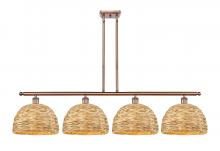 Innovations Lighting 516-4I-AC-RBD-12-NAT - Woven Rattan - 4 Light - 50 inch - Antique Copper - Multi Pendant