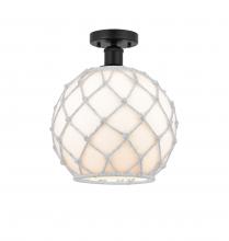 Innovations Lighting 616-1F-BK-G121-10RW - Farmhouse Rope - 1 Light - 10 inch - Matte Black - Semi-Flush Mount