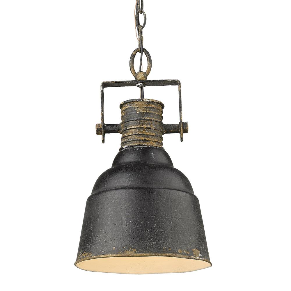 Quarry 1 Light Pendant in Antique Black Iron