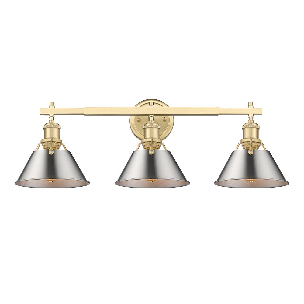 Orwell BCB 3 Light Bath Vanity in Brushed Champagne Bronze with Pewter shades