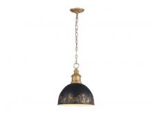 Golden 0809-M VG-WBI - Alison 1-Light Pendant in Vintage Gold with Weathered Black Iron