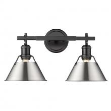 Golden 3306-BA2 BLK-PW - Orwell 2-Light Vanity Light in Matte Black with Pewter