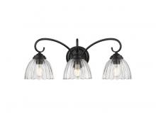 Golden 6952-BA3 BLK-CLR - Audra 3-Light Vanity Light in Matte Black with Clear Glass