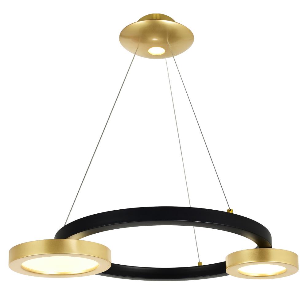 Deux Lunes LED Chandelier With Sun Gold & Black Finish