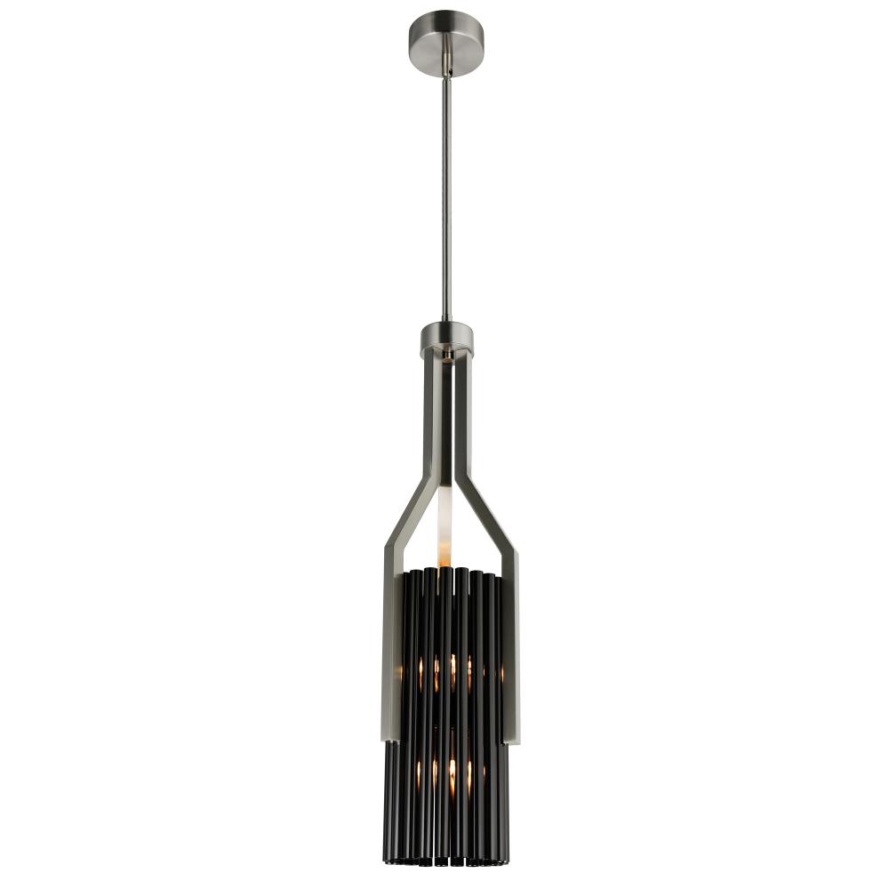 Fermont 6 Light Satin Nickel and Pearl Black Mini Pendant