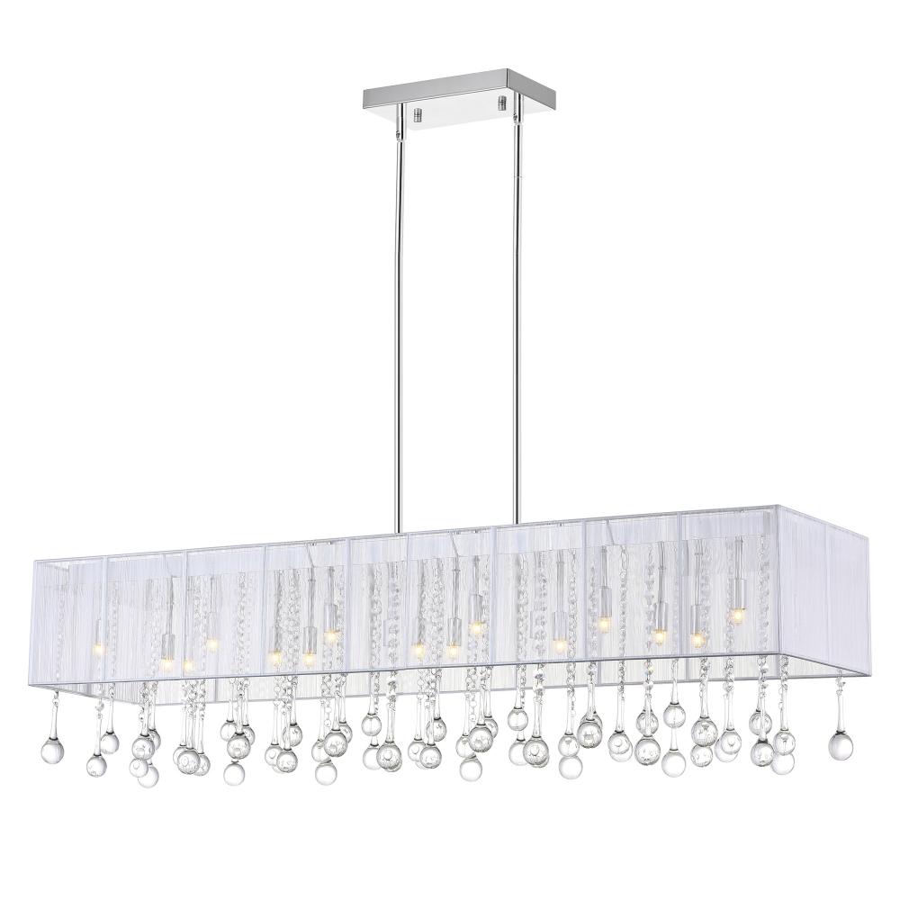 Water Drop 17 Light Drum Shade Chandelier With Chrome Finish