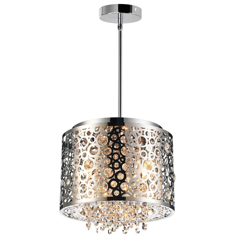 Bubbles 4 Light Drum Shade Mini Pendant With Chrome Finish