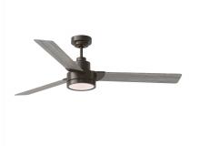 Generation Lighting 3JVR58AGPD - Jovie 58" Dimmable Indoor/Outdoor Integrated LED Aged Pewter Ceiling Fan with Light Kit, wall ct